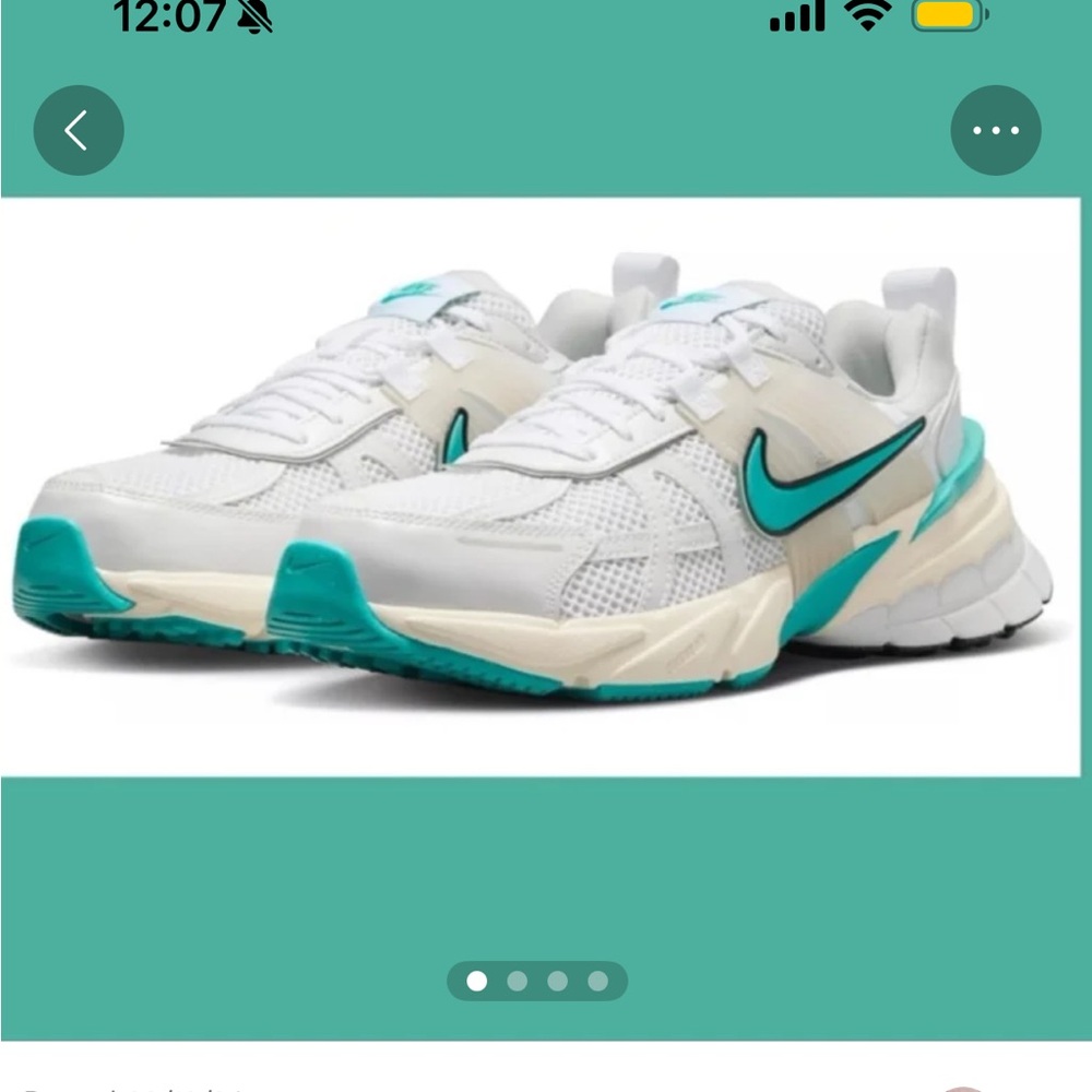 Nike V2K White and Teal Athletic Sneakers